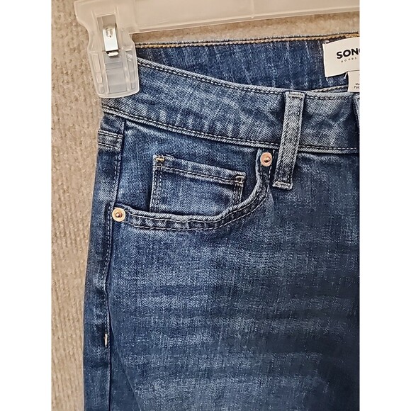 Sonoma Mid Rise Slim Ankle Jeans Womens 2 Blue Medium Wash Raw Hem Stretch NEW - Picture 2 of 9